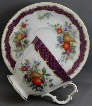 Royal Albert Teacup & Saucer - Imperal Fruit Series - Purple Chateau M 617
