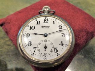 Vintage Ingersoll Reliance 7 Jewel Pocket Watch Rotb.  H.  & Bro Made Usa Repair