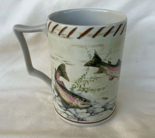 Lenox Riverwood Rainbow Trout Accent Coffee Mug Beer Stein 5 Inch Wildlife Fish