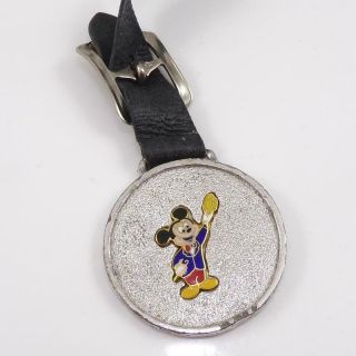 Vintage Walt Disney Copany Mickey Mouse Leather Pocket Watch Fob Strap Qye9