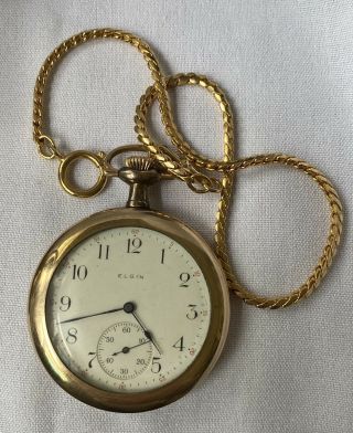 Men’s Vintage Elgin 7 Jewel Pocket Watch Gold Filled Case