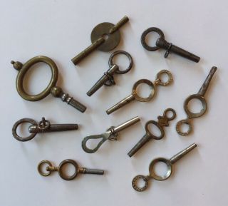 Group Of 11 Assorted Antique Watch Keys