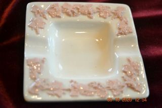 Wedgwood Embossed Queensware Pink On White 31/4 " Square Ashtray
