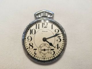 Vintage 1943 Elgin 9 Jewels Grade No.  594 Sz 16s Open Face Pocket Watch - Running