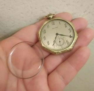 Vintage Waltham Octagon Pocket Watch 14k Gold Filled Vhtf Read Details