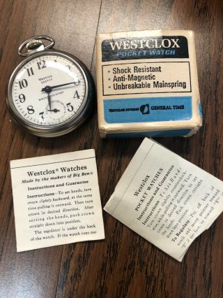 Vintage Westclox Pocket Watch And Papers