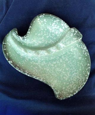 Mid Century Atomic Ashtray Turquoise Ceramic Usa Spatter Glaze Pottery Mcm