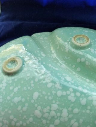 Mid Century Atomic Ashtray Turquoise Ceramic USA Spatter Glaze Pottery MCM 3