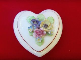 Royal Adderley Floral Bone China Heart Shaped Trinket Dish - Box Small Size