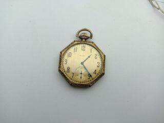 Pocket Watch Elgin 12 - S (1925),  17 - J,  Octagon Pocket Watch - Running,  24hrs