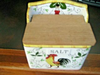 Py Early Provincial (rooster And Roses) Salt Box -