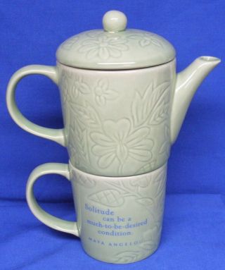 Hallmark Maya Angelou Life Mosaic Stackable Ceramic Teapot And Mug Cup Floral