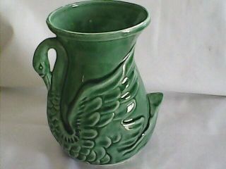 Vintage Shawnee Pottery Swan 6 " Vase Green Signed Usa 806