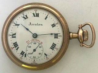 Antique 47mm Avalon Swiss Hand Winding Pocket Watch Made By Langendorf