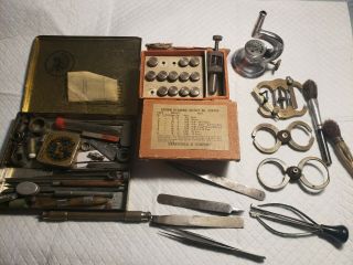 Antique Pocket Watch Tools,  Including A Set Of Parallel Calipers