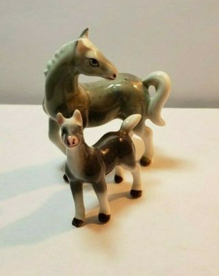 2 Vintage Bone China Horses Figurine - Japan - Mid Century