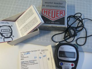 Boxed Vintage Heuer Microsplit 1040 Stopwatch - With Papers & Rope - Athletics