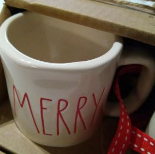 Rae Dunn Mini Espresso mug Merry & Bright Mugs Christmas Ceramic Ornaments 2