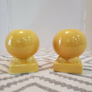 Vintage Homer Laughlin Fiesta Bulb Candle Holders In Yellow Glaze