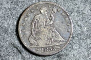 Estate Find 1853 W/arrows Rays Seated Liberty Half Dollar D29302