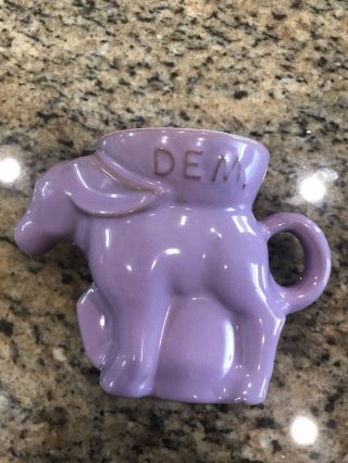 Frankoma Pottery Usa Democrat Donkey 1983 Lavender Vintage Mug Cup
