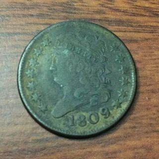 1809 Classic Head Half Cent United States Coin With 13 Stars