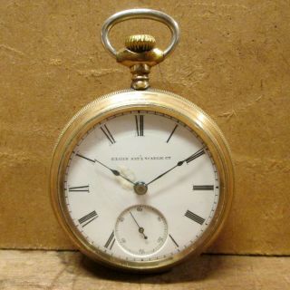 1891 Elgin National Model 5 Pocket Watch,  11 Jewel,  18 Size,  Gold Plated Case
