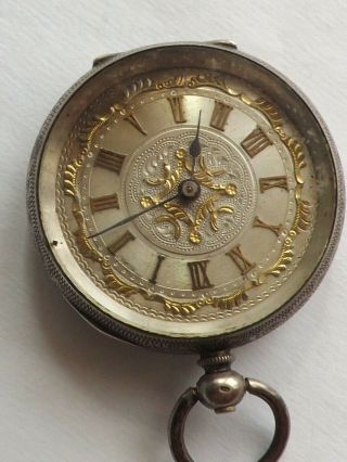 An Antique Silver - 800 - Cased Pocket Watch With Enamelled Dial