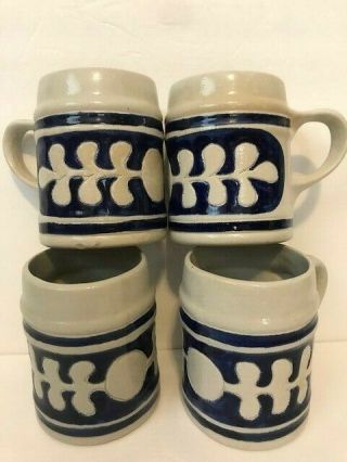 Colonial Williamsburg Approved Mug 4 Mugs Stoneware Salt Glaze Pottery Cobalt