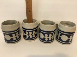 Colonial Williamsburg Approved Mug 4 mugs Stoneware Salt Glaze Pottery Cobalt 2