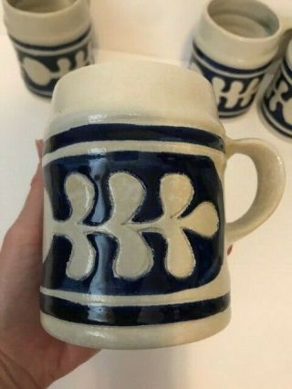 Colonial Williamsburg Approved Mug 4 mugs Stoneware Salt Glaze Pottery Cobalt 3