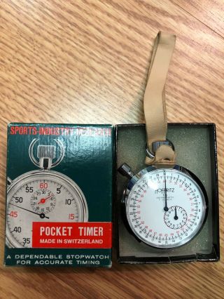 Vintage Hoffritz Swiss Made 1/10 Antimagnetic 7 Jewels Pocket Timer Stopwatch
