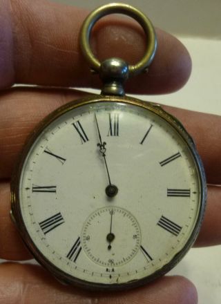 Antique Key Wind Pocket Watch, .  800 Silver,  Swiss Grouse Hallmark,  Parts Repair