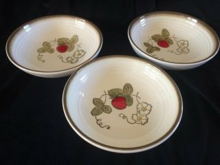 3 Metlox Poppytrail China California Strawberry 6 7/8 " Cereal Coupe Soup Bowls