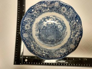 Liberty Blue Staffordshire Historic Colonial Scenes Vegetable Bowl 3 " X 8 - 3/4 "