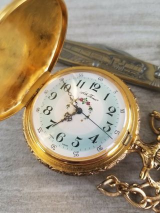 Vintage Seth Thomas Pocket Watch W Chain And Knife Rr Train Swiss Made Running