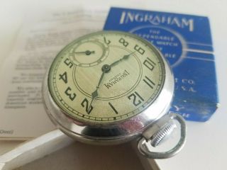 Vintage Ingraham Viceroy Dollar Pocket Watch W/ Box & Papers