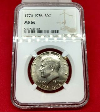 1976 P 50c Kennedy Bicentennial Half Dollar Coin Ngc Ms66 Light Strike Doubling