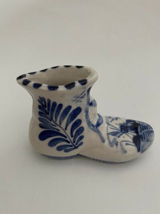 Vintage Delft Boot Blue White Ceramic Miniature 2 1/8 
