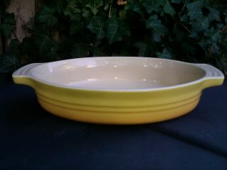 Le Creuset Stomeware Ceramic Au Gratin Dish Baker Oval 9 " Soleil Yellow