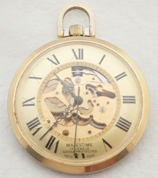 Vintage Swiss Majestime 17 Jewel Skeleton Pocket Watch