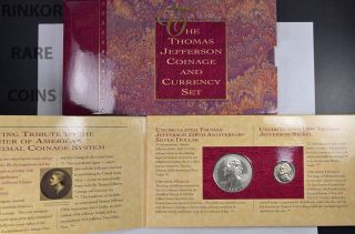 1993 U.  S.  Thomas Jefferson Coinage & Currency Set (silver Dollar & $2 Note