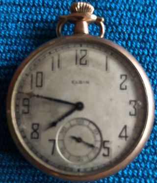 Vintage Open Face Gold Filled Elgin Pocket Watch Well