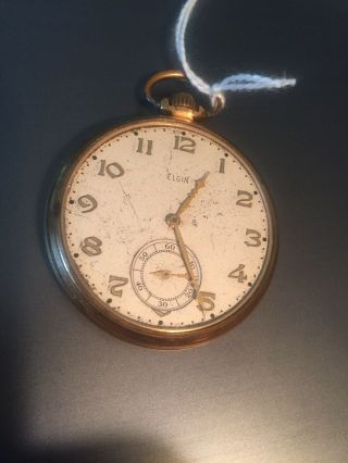 Vintage 15j,  12 Sz Elgin Pocket Watch.  10k Gold Filled Running Strong.