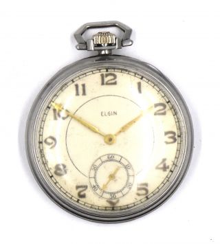 Antique Gents Art Deco Elgin Pocket Watch 12s Grade 496 Open Face C1935