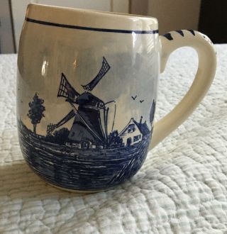 Delft Blue Tea Coffee Cup Mug Hand Painted Holland Windmill Flowers
