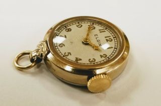 Vintage Lady Elgin 15 Jewel Pocket Pendant Watch 10k Rgp Running