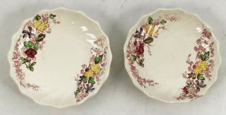 2 Spode Fairy Dell Butter Pats Copeland Pair Vintage Floral Swirl 3 - 1/4 " Round