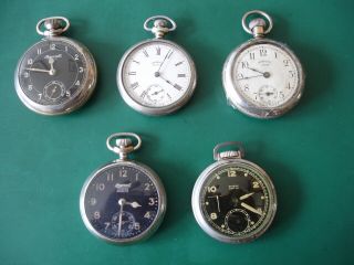 4 Ingersoll And 1 Westclox Usa Made Pocket Watches.