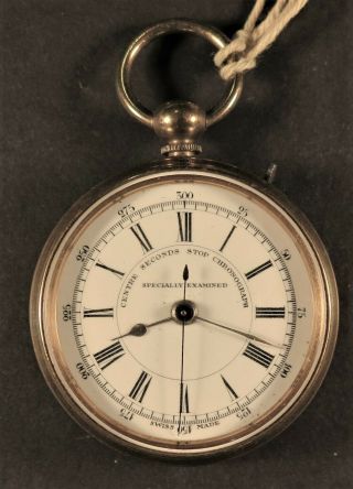 Antique Key Wind/set Swiss Center Seconds Chronograph Pocket Watch